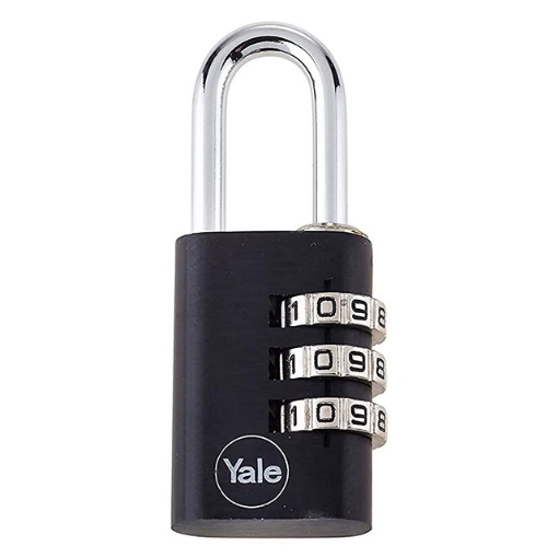 图片 Yale Padlock 3-Dial Aluminum 20mm 23mm Shackle Black, YLHYE3C/20/121/1BK