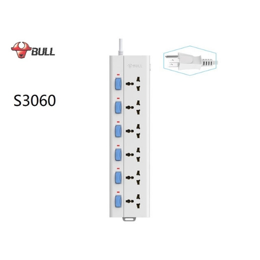 图片 Bull Extension Board 6 Outlets 6 Switches Overload Protection, S3060