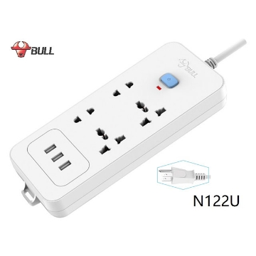 图片 Bull Extension Board 4 Outlets 1 Switch, 3 USB (5V,3.1A), N122U