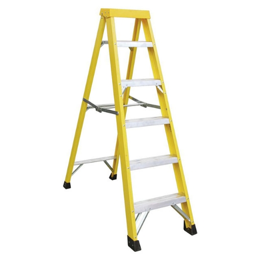 图片 Jinmao 5 Step Fiberglass Step Ladder 250 lbs, JMFM22105I