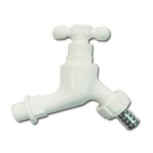 图片 Omega Plastic Tap Faucet Screw Type with Hose Bib 1/2 inch x 4 in, PT-8128