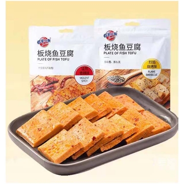 图片 蜡笔小新板烧鱼豆腐, 口味(香辣味, 烧烤味)60g, 1包, 1*30包