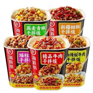 图片 海底捞拌饭（白辣椒牛肉拌饭，瑶柱香菇拌饭，精品牛肉拌饭，燕麦青椒拌饭)142g,1桶，1*12桶