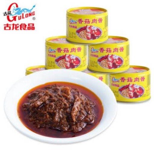 图片 Gulong mushroom meat sauce canned 180g,1 can, 1*24 can|古龙香菇肉酱罐头180g,1罐，1*24罐