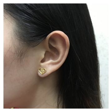 图片 18K - Saudi Gold Jewelry Two Hearts Earrings