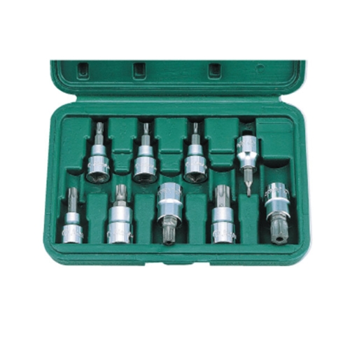 Genuine Hans Tools 36025-9 3/8" Drive 9 pcs Tamperproof Torx Bit Socket Set (Silver)