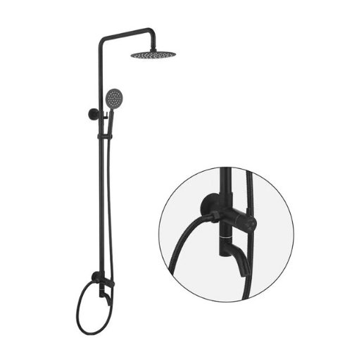 图片 AXIS  ON-WALL SHOWER BAR SET, ROUND MATTE BLACK AXS54S5300B