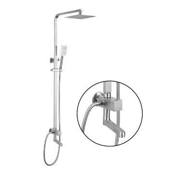 图片 AXIS ON-WALL SHOWER BAR SET, SQUARE STAINLESS STEEL AXS51S300S