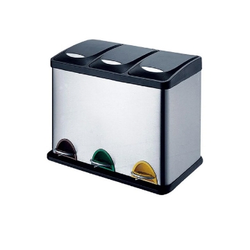 图片 EKO STEP BIN WITH POLYPROPYLENE COVER 24L 3-COMPARTMENT STAINLESS STEEL EKEK9830C24L