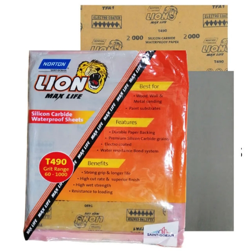 图片 NORTON T490 Lion Silicon Carbide Waterproof Sandpaper Sheets - 78072702453