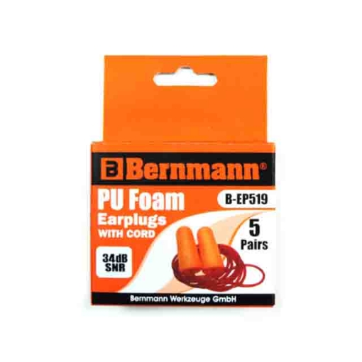 图片 BERNMANN Ear Foam With Cord 5 Pieces Per Box B-EP519