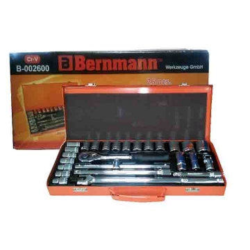 图片 BERNMANN Socket Set 26pcs ( Metal Case with Handle Orange Color) - B-002600