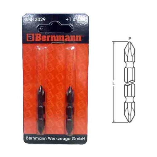 图片 BERNMANN 1/4" Hex Shank Cross Point Double End Screwdriver Bit B-413029