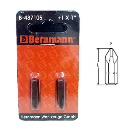 图片 BERNMANN 1/4" Hex Shank Cross Point End Screwdriver Bit B-487105