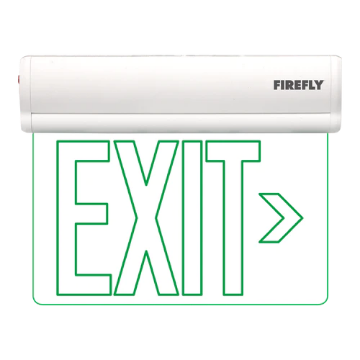 Firefly Single-Faced Exit Light with Wall / Ceiling Mount Option (Exit Right Arrow)