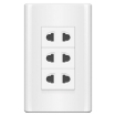 图片 ROYU Plano Series White 3 Gang Universal Outlet Set - MDS115