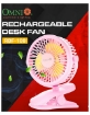 图片 Mini Rechargeable Desk Fan with Night Light (White/Pink) , RDF-100